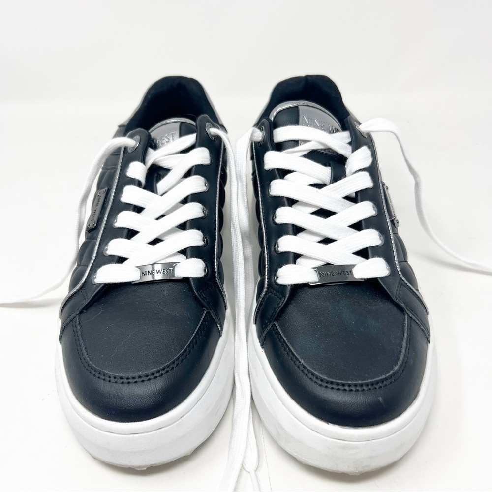 NINE WEST BLACK QUILTED FAUX LEATHER PLATFORM SNEAKERS WOMENS SZ 9 - Picture 5 of 10